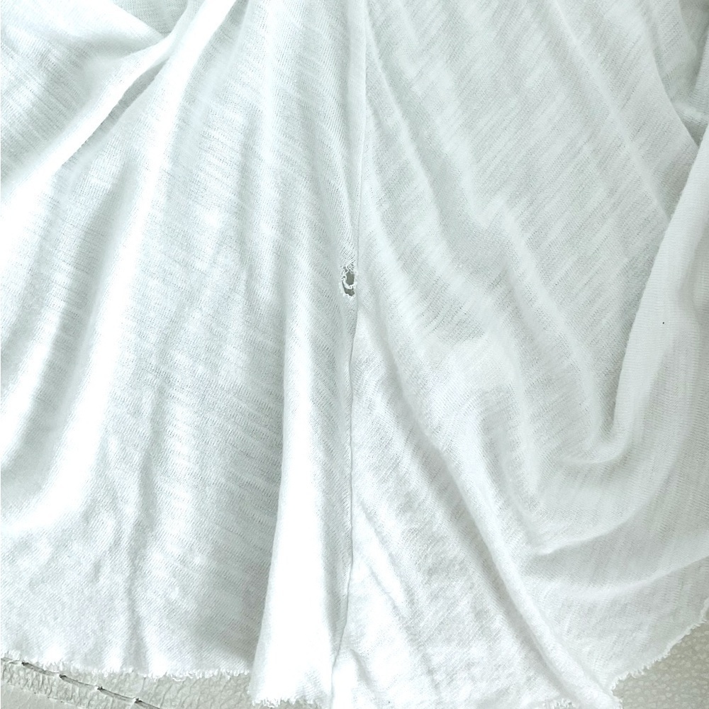 Elan White Semi Sheer Tank Large Asymmetrical Hem Boho Beach Lightweight - Picture 5 of 5